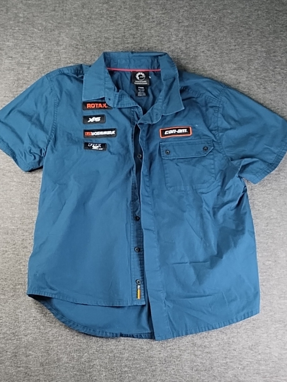 Short Sleeve Button-Down Work Shirt in Teal Blue Fox Racing Yoshimura